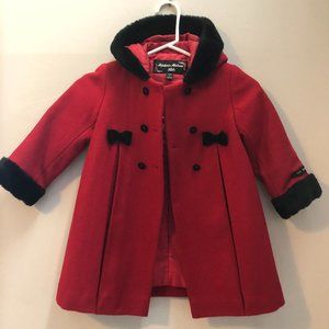 Girls Vintage Red Wool Dress Coat |  Baby's Christmas Jacket |  24M